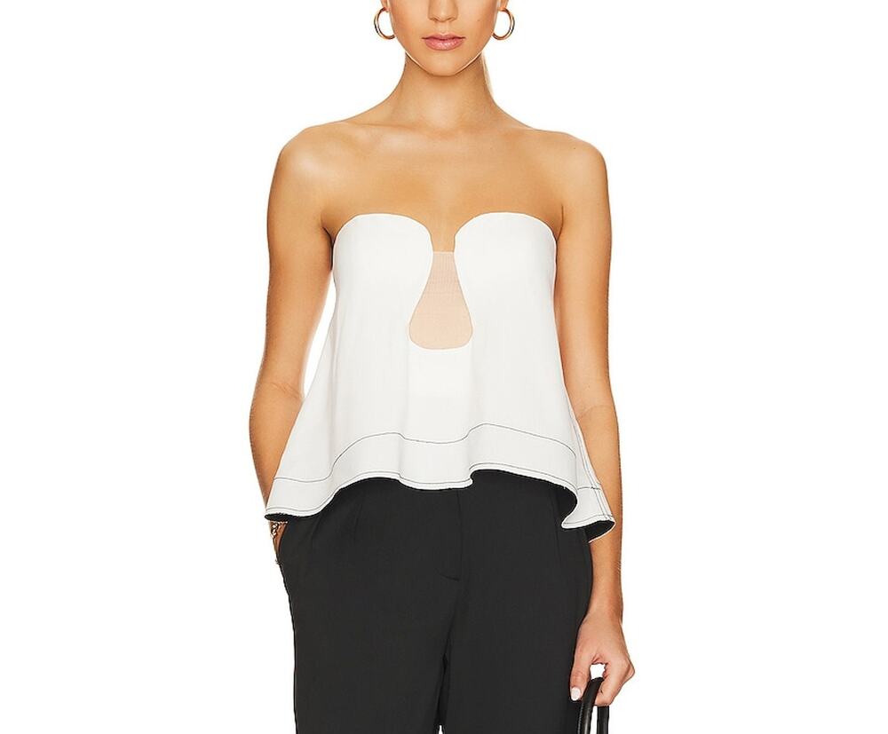 L'Academie Chic White Vera Top Size M NWT